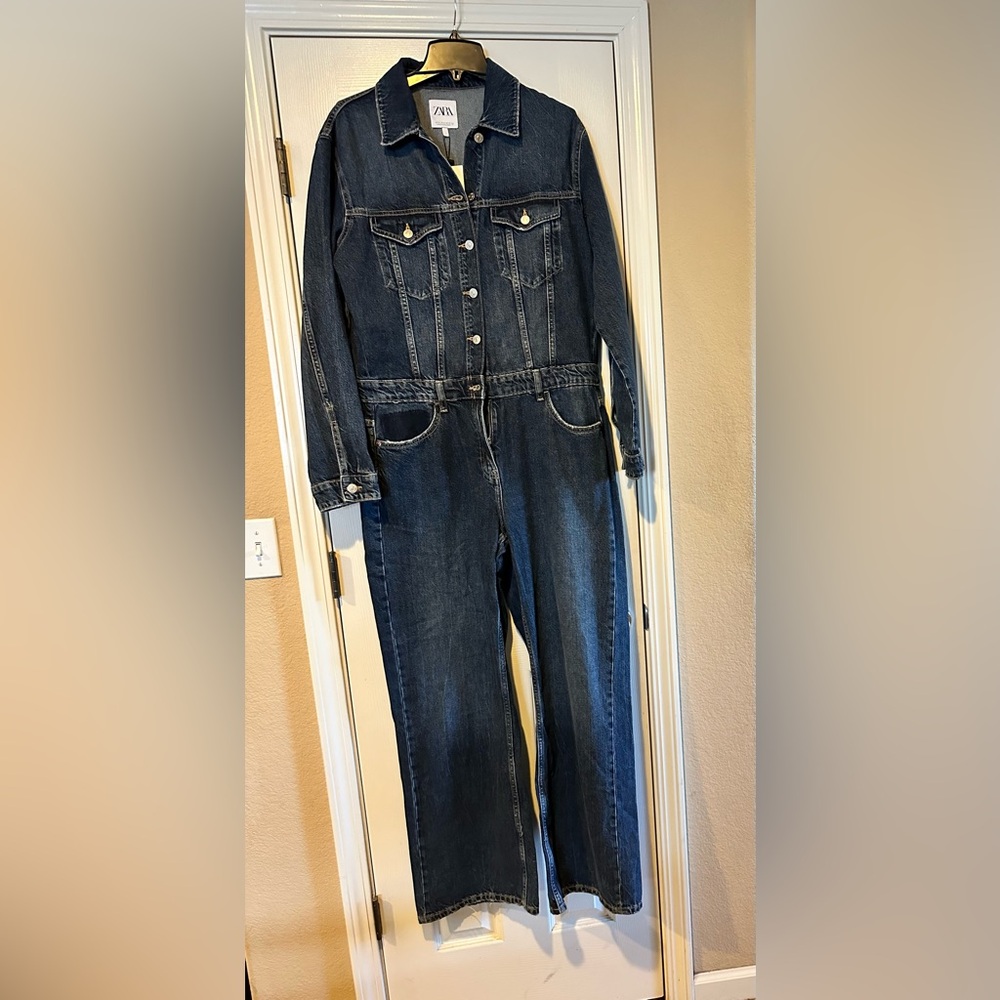 Zara denim dark wash jumpsuit. New with tags,not worn. - Picture 6 of 7